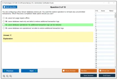 CA Technologies CAT-380 CA ARCserve Backup r16.x Administrator Certification Exam Practice test exam simulator test engine exam Prep practice test questions answers Image 9