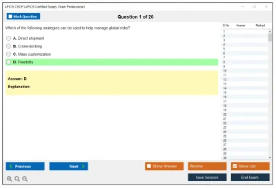 APICS CSCP Certified Supply Chain Professional Exam Practice test exam simulator test engine exam Prep practice test questions answers Image 1