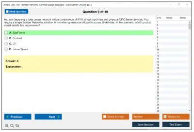 Juniper JN0-1301 Juniper Networks Certified Design Specialist - Data Center (JNCDS-DC) Practice test exam simulator test engine exam Prep practice test questions answers Image 9