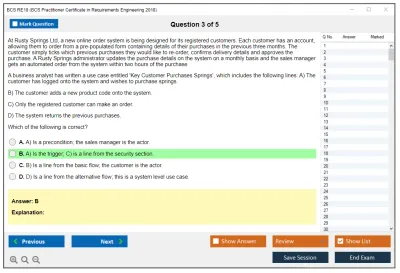 BCS RE18 BCS Practitioner Certificate in Requirements Engineering 2018 Practice test exam simulator test engine exam Prep practice test questions answers Image 3