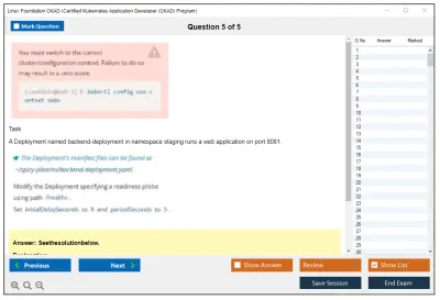 Linux Foundation CKAD Certified Kubernetes Application Developer (CKAD) Program Practice test exam simulator test engine exam Prep practice test questions answers Image 5