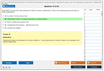 Test Prep CLEP-History-and-Social-Sciences CLEP History and Social Sciences: American Government, Educational Psychology, History of the United States, Macroeconomics, Microeconomics, Psychology Practice test exam simulator test engine exam Prep practice test questions answers Image 14