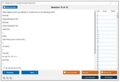 C++ Institute CPA C++ Certified Associate Programmer Practice test exam simulator test engine exam Prep practice test questions answers Image 10