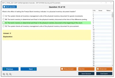 SAP C_TS452_2021 SAP Certified Application Associate - SAP S/4HANA Sourcing and Procurement Practice test exam simulator test engine exam Prep practice test questions answers Image 10