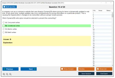 Amazon AWS AWS-Certified-Developer-Associate-DVA-C01 AWS Certified Developer Associate (DVA-C01) Practice test exam simulator test engine exam Prep practice test questions answers Image 16
