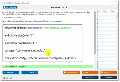 Android AND-802 Android Security Essentials Practice test exam simulator test engine exam Prep practice test questions answers Image 7