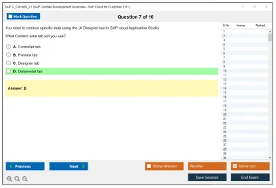 SAP C_C4H460_21 SAP Certified Associate - Developer - SAP Sales and Service Cloud Practice test exam simulator test engine exam Prep practice test questions answers Image 7
