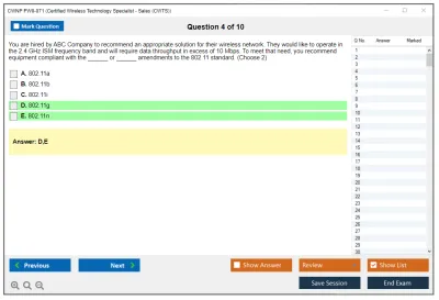 CWNP PW0-071 Certified Wireless Technology Specialist - Sales Practice test exam simulator test engine exam Prep practice test questions answers Image 4