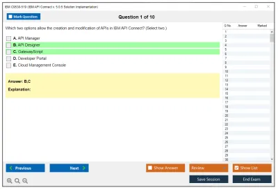 IBM C9530-519 IBM API Connect v. 5.0.5 Solution Implementation Practice test exam simulator test engine exam Prep practice test questions answers Image 1