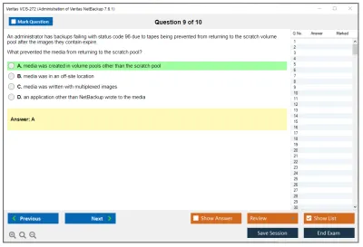 Veritas VCS-272 Administration of Veritas NetBackup 7.6.1 Practice test exam simulator test engine exam Prep practice test questions answers Image 9