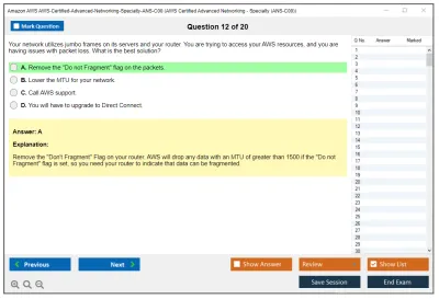 Amazon AWS AWS-Certified-Advanced-Networking-Specialty-ANS-C00 AWS Certified Advanced Networking - Specialty (ANS-C00) Practice test exam simulator test engine exam Prep practice test questions answers Image 12