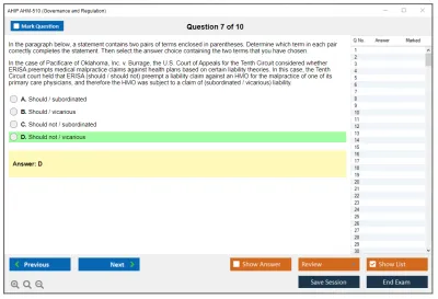 AHIP AHM-510 Governance and Regulation Practice test exam simulator test engine exam Prep practice test questions answers Image 7