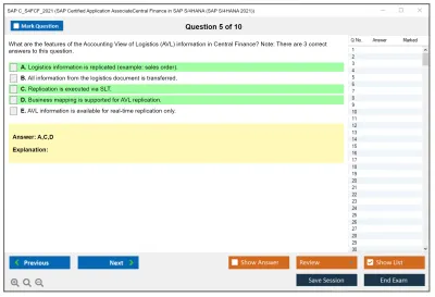 SAP C_S4FCF_2021 SAP Certified Application AssociateCentral Finance in SAP S/4HANA (SAP S/4HANA 2021) Practice test exam simulator test engine exam Prep practice test questions answers Image 5