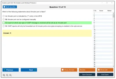 Alcatel-Lucent 4A0-108 Nokia Multicast Protocols Practice test exam simulator test engine exam Prep practice test questions answers Image 15