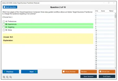 Adobe AD5-E809 Adobe Target Business Practitioner Renewal Practice test exam simulator test engine exam Prep practice test questions answers Image 2