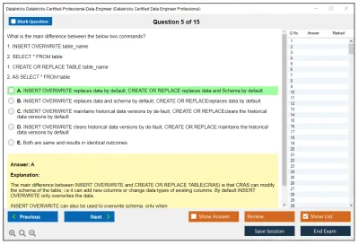 Databricks Databricks-Certified-Professional-Data-Engineer Databricks Certified Data Engineer Professional Exam Practice test exam simulator test engine exam Prep practice test questions answers Image 5