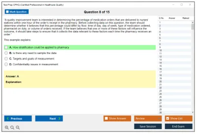Test Prep CPHQ Certified Professional in Healthcare Quality Examination Practice test exam simulator test engine exam Prep practice test questions answers Image 8