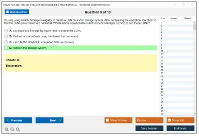 Hitachi HAT-680 HITACHI DATA SYSTEMS QUALIFIED PROFESSIONAL – STORAGE ADMINISTRATION Practice test exam simulator test engine exam Prep practice test questions answers Image 9