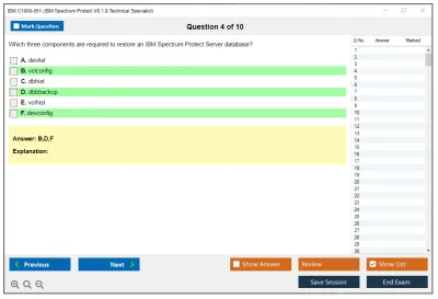 IBM C1000-051 IBM Spectrum Protect V8.1.8 Technical Specialist Practice test exam simulator test engine exam Prep practice test questions answers Image 4