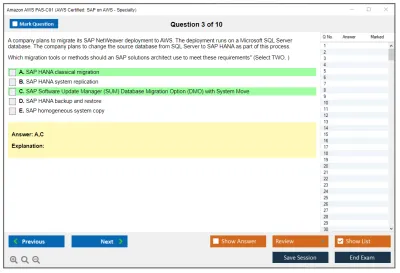 Amazon AWS PAS-C01 AWS Certified: SAP on AWS - Specialty Practice test exam simulator test engine exam Prep practice test questions answers Image 3