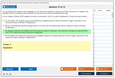 Oracle 1z0-1042-20 Oracle Cloud Platform Application Integration 2020 Specialist Practice test exam simulator test engine exam Prep practice test questions answers Image 10