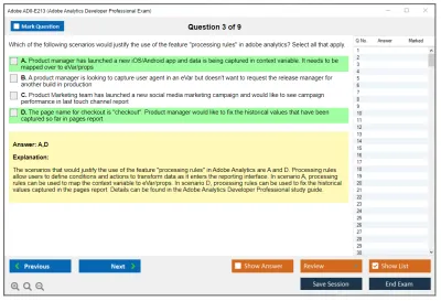 Adobe AD0-E213 Adobe Analytics Developer Professional Exam Practice test exam simulator test engine exam Prep practice test questions answers Image 3