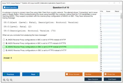 Avaya 7241X Avaya Equinox™ Solution with Avaya AuraÂ® Collaboration Applications Support Exam Practice test exam simulator test engine exam Prep practice test questions answers Image 8