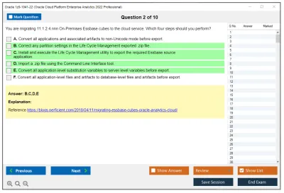 Oracle 1z0-1041-22 Oracle Cloud Platform Enterprise Analytics 2022 Professional Practice test exam simulator test engine exam Prep practice test questions answers Image 2