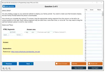 Microsoft 98-383 Introduction to Programming Using HTML and CSS Practice test exam simulator test engine exam Prep practice test questions answers Image 2