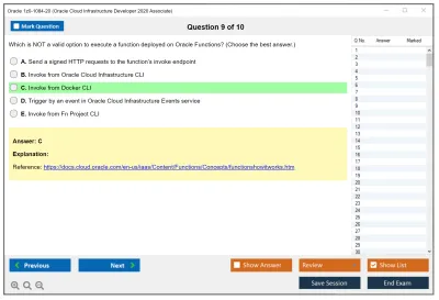 Oracle 1z0-1084-20 Oracle Cloud Infrastructure Developer 2020 Associate Practice test exam simulator test engine exam Prep practice test questions answers Image 9