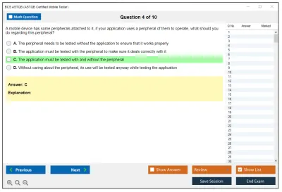 BCS ASTQB ASTQB Certified Mobile Tester Practice test exam simulator test engine exam Prep practice test questions answers Image 4