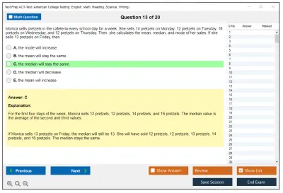 Test Prep ACT-Test American College Testing: English, Math, Reading, Science, Writing Practice test exam simulator test engine exam Prep practice test questions answers Image 13