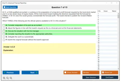 Cima F2 F2 - Advanced Financial Reporting Practice test exam simulator test engine exam Prep practice test questions answers Image 7