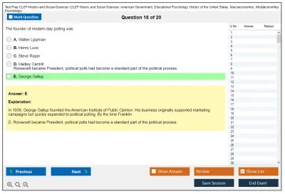Test Prep CLEP-History-and-Social-Sciences CLEP History and Social Sciences: American Government, Educational Psychology, History of the United States, Macroeconomics, Microeconomics, Psychology Practice test exam simulator test engine exam Prep practice test questions answers Image 18