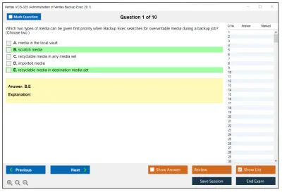 Veritas VCS-325 Administration of Veritas Backup Exec 20.1 Practice test exam simulator test engine exam Prep practice test questions answers Image 1