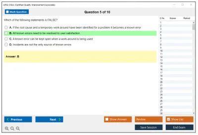 ASQ CQIA Certified Quality Improvement Associate Practice test exam simulator test engine exam Prep practice test questions answers Image 5