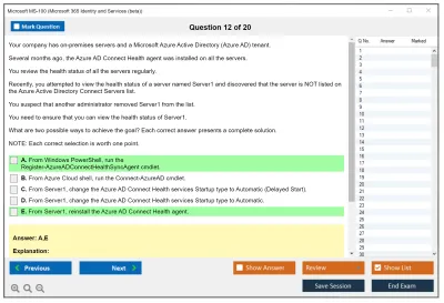 Microsoft MS-100 Microsoft 365 Identity and Services Practice test exam simulator test engine exam Prep practice test questions answers Image 12