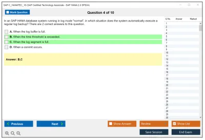 SAP C_HANATEC_16 SAP Certified Technology Associate - SAP HANA 2.0 SPS04 Practice test exam simulator test engine exam Prep practice test questions answers Image 4