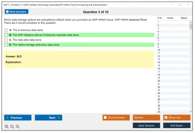 SAP C_HCADM_01 SAP Certified Technology AssociateSAP HANA Cloud Provisioning and Administration Practice test exam simulator test engine exam Prep practice test questions answers Image 3