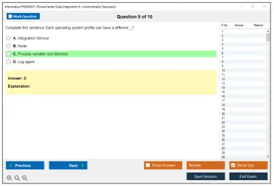 Informatica PR000007 PowerCenter Data Integration 9.x Administrator Specialist Practice test exam simulator test engine exam Prep practice test questions answers Image 9