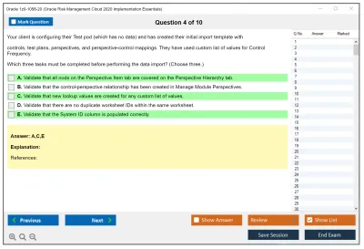 Oracle 1z0-1058-20 Oracle Risk Management Cloud 2020 Implementation Essentials Practice test exam simulator test engine exam Prep practice test questions answers Image 4