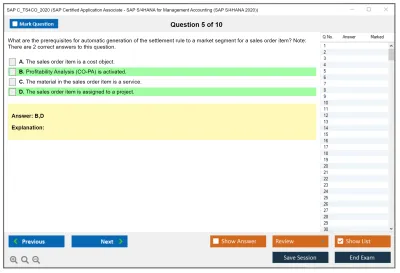 SAP C_TS4CO_2020 SAP Certified Application Associate - SAP S/4HANA for Management Accounting (SAP S/4HANA 2020) Practice test exam simulator test engine exam Prep practice test questions answers Image 5