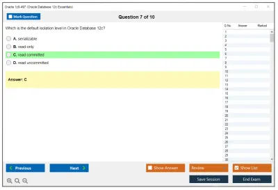 Oracle 1z0-497 Oracle Database 12c Essentials Practice test exam simulator test engine exam Prep practice test questions answers Image 7