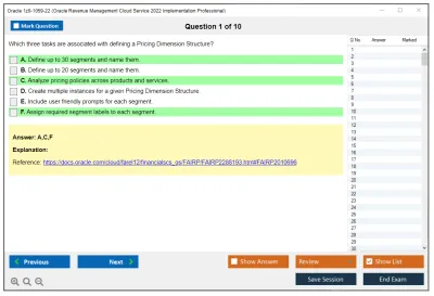 Oracle 1z0-1059-22 Oracle Revenue Management Cloud Service 2022 Implementation Professional Practice test exam simulator test engine exam Prep practice test questions answers Image 1