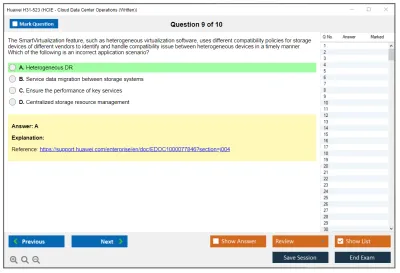 Huawei H31-523 HCIE - Cloud Data Center Operations (Written) Practice test exam simulator test engine exam Prep practice test questions answers Image 9