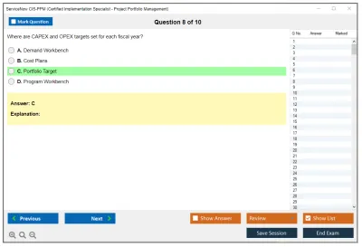 ServiceNow CIS-PPM Certified Implementation Specialist - Project Portfolio Management (PPM) Practice test exam simulator test engine exam Prep practice test questions answers Image 8