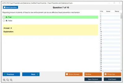 ACFE CFE-Fraud-Prevention-and-Deterrence Certified Fraud Examiner - Fraud Prevention and Deterrence Exam Practice test exam simulator test engine exam Prep practice test questions answers Image 7