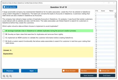 Salesforce Data-Architect Salesforce Certified Data Architect Practice test exam simulator test engine exam Prep practice test questions answers Image 10
