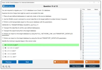 Oracle 1z0-063 Oracle Database 12c: Advanced Administration Practice test exam simulator test engine exam Prep practice test questions answers Image 15