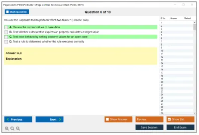 Pegasystems PEGAPCBA86V1 Pega Certified Business Architect (PCBA) 86V1 Practice test exam simulator test engine exam Prep practice test questions answers Image 6